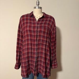 BDG Purple Plaid Buttondown Tunic Top